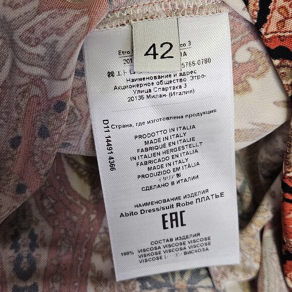 ETRO $1320 Elba Long Sleeve Midi Dress EUR 42 US 10 Luxury Italian Designer Boho - Picture 12 of 16